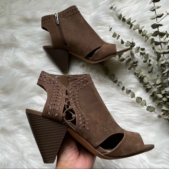 Vince Camuto Shoes - Vince Camuto Emmia Woven Leather Block Bootie Heel PRICE FIRM